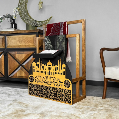 Wooden Prayer Rug and Mat Holder and Quran Stand